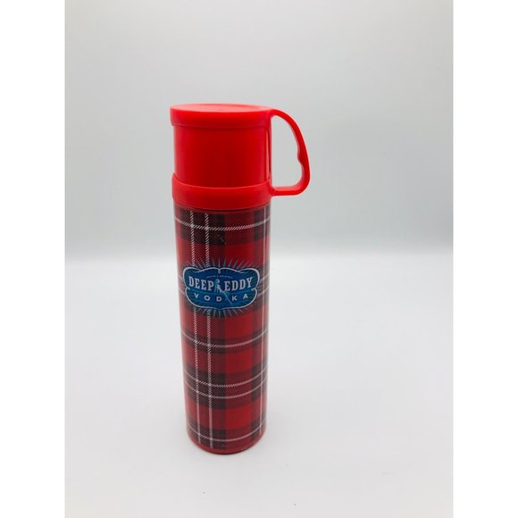 Austin’s original Deep Eddy Vodka red plaid 8 oz. thermos bottle with cup. - Picture 3 of 13